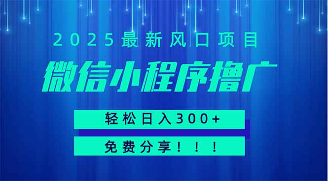 微信小程序撸广，最新风口项目，日入300+ 免费分享 可批量操作 小白可&amp;#8230;